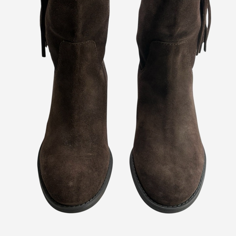 Michael Kors Rhea Brown Suede Fringe Mid-Calf Bootie Boots 7.5M - Picture 4 of 10